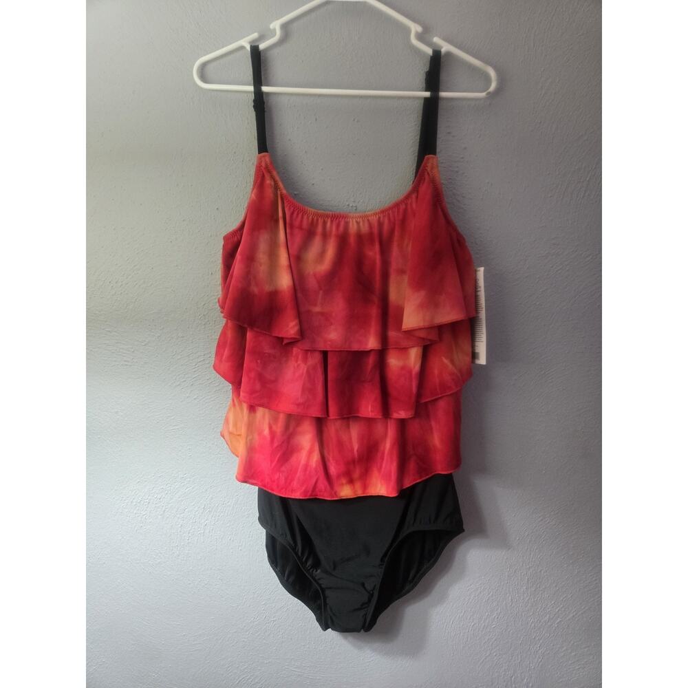 Life by T.H.E. Women's Size 20 One Piece Triple Tier Mio Red Swimsuit 943-60